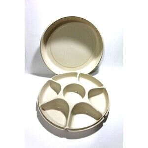 Tupperware Dip Serve Divided Sectioned Chip Veggie Tray With Lid Vintage 1666-1